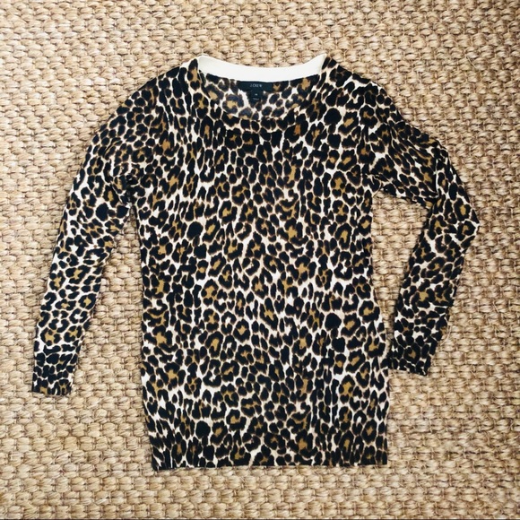 J. Crew Tippy Merino Wool Sweater Leopard XS—New! - Picture 4 of 4